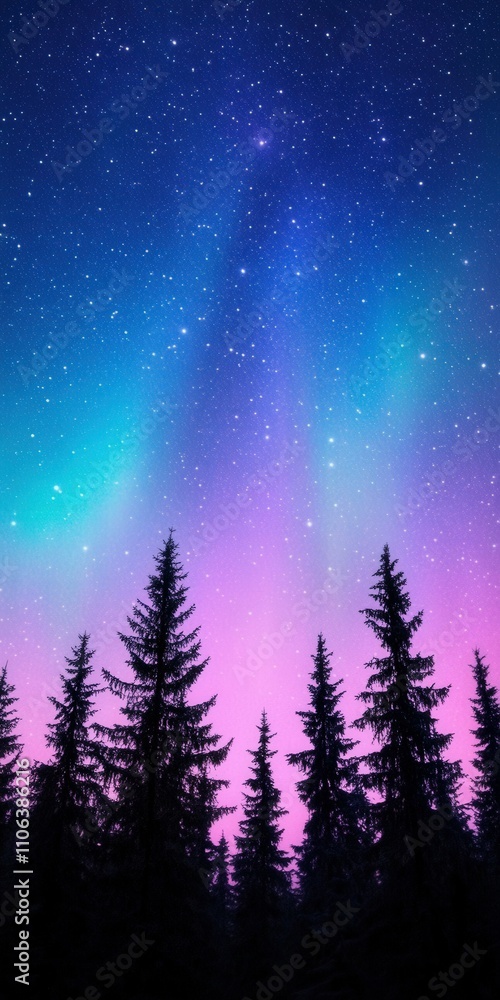 Naklejka premium Stunning northern lights illuminate a starry night sky