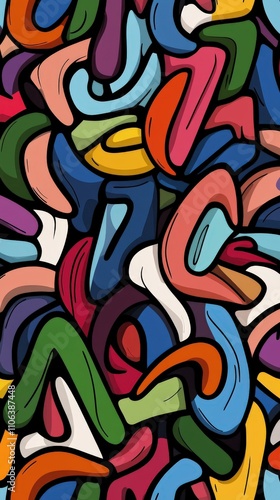 Colorful abstract shapes create vibrant art pattern composition