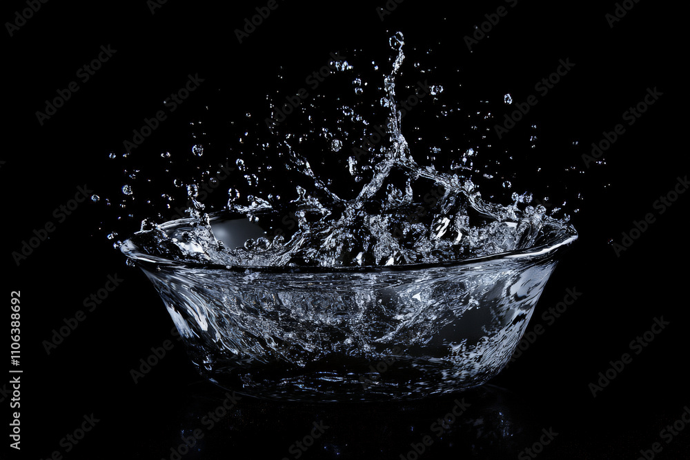 Dynamic water splash texture, frozen motion of droplets in mid-air, clear and vivid, with light refractions on each particle Dynamic water splash texture, frozen motion of droplets in mid-air, clear and vivid, with light refractions on each particle