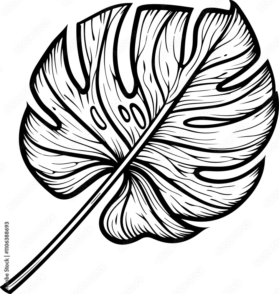 Obraz premium Monstera Leaf Outline Illustration