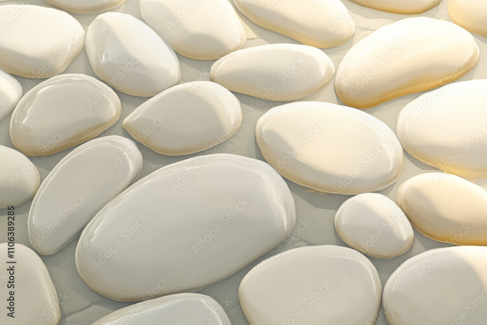 Smooth pebble beach texture, rounded stones in shades of gray and beige, natural and detailed Smooth pebble beach texture, rounded stones in shades of gray and beige, natural and detailed