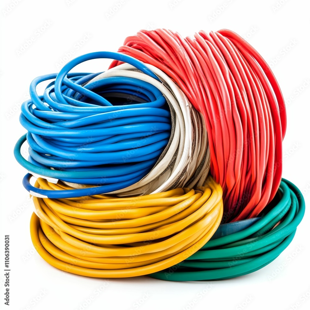 Colorful coiled wires, neatly stacked. Colorful coiled wires, neatly stacked.