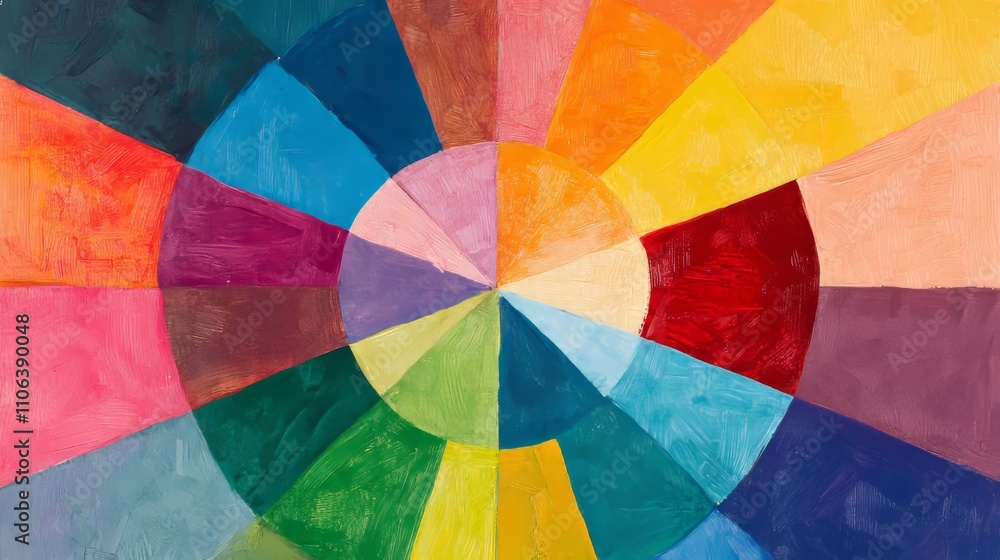 Fototapeta premium Abstract Color Wheel Vibrant Hues Blend Together on a Textured Background, Art and Design Concept