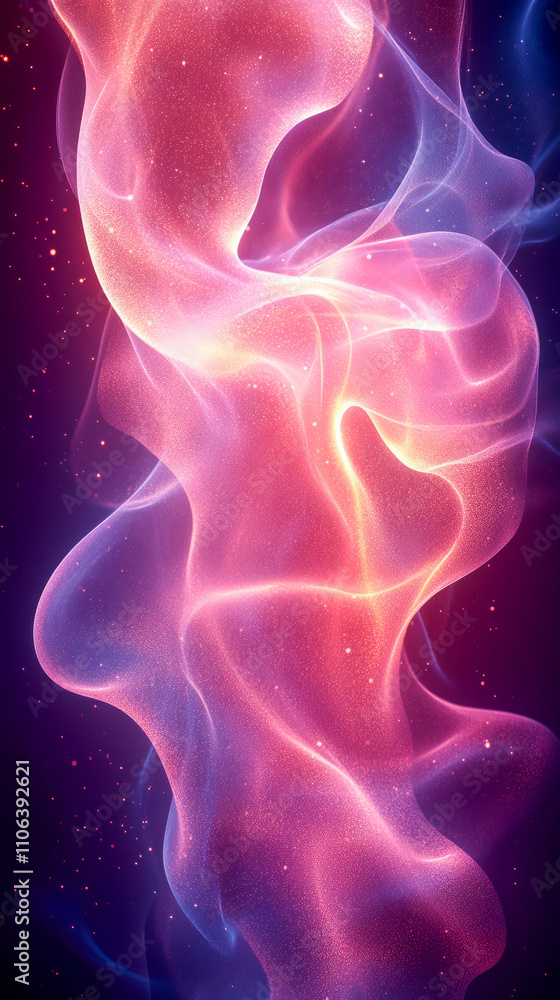 Ethereal neon abstract pattern with glowing smoke and sparkles in vivid colors Ethereal neon abstract pattern with glowing smoke and sparkles in vivid colors