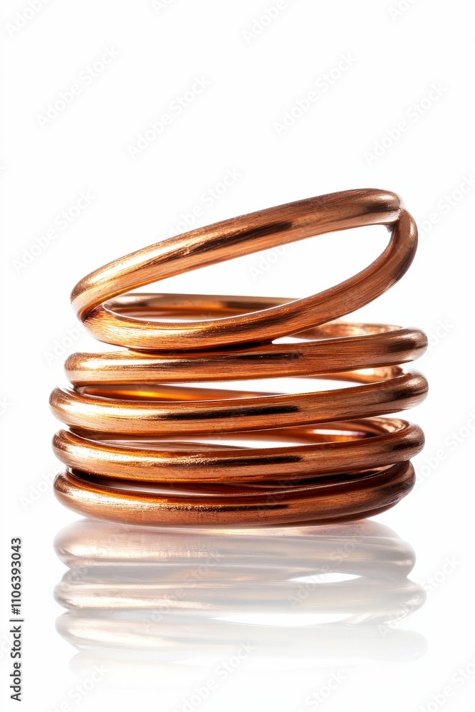 Coiled metallic wire, shiny, reflects light. Coiled metallic wire, shiny, reflects light.
