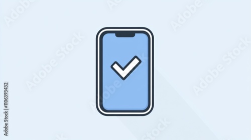 Free Download A smartphone icon with a blue checkmark on a light blue background - GFXLoad