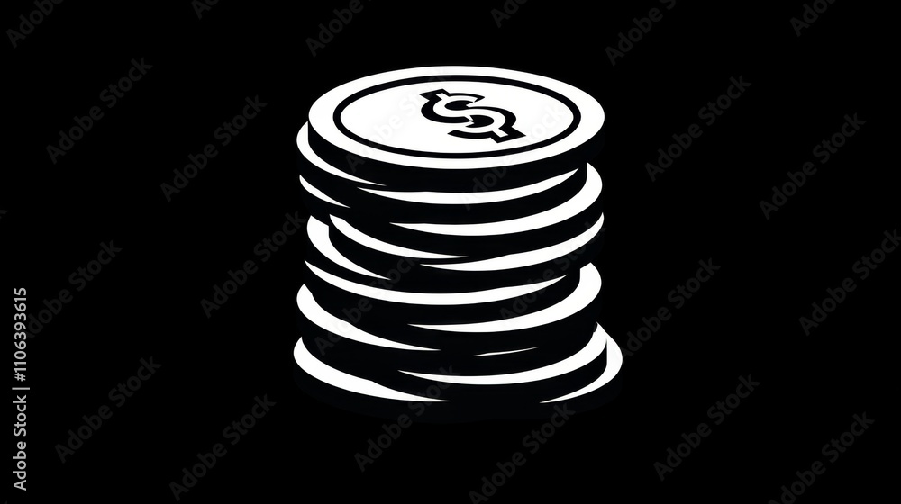 A stack of coins with metallic highlights on a beige background A stack of coins with metallic highlights on a beige background