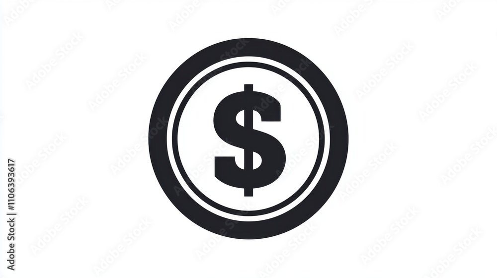 A dollar sign icon inside a bold black circle on a white background A dollar sign icon inside a bold black circle on a white background