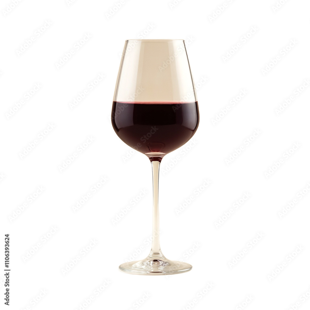 Elegant wine glass filled with deep red merlot reflecting soft light Elegant wine glass filled with deep red merlot reflecting soft light