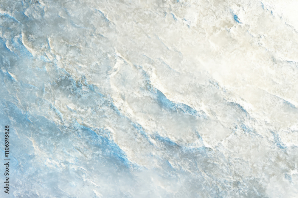 Obraz premium Textured snow surface, soft uneven layers with faint blue shadows and shimmering highlights