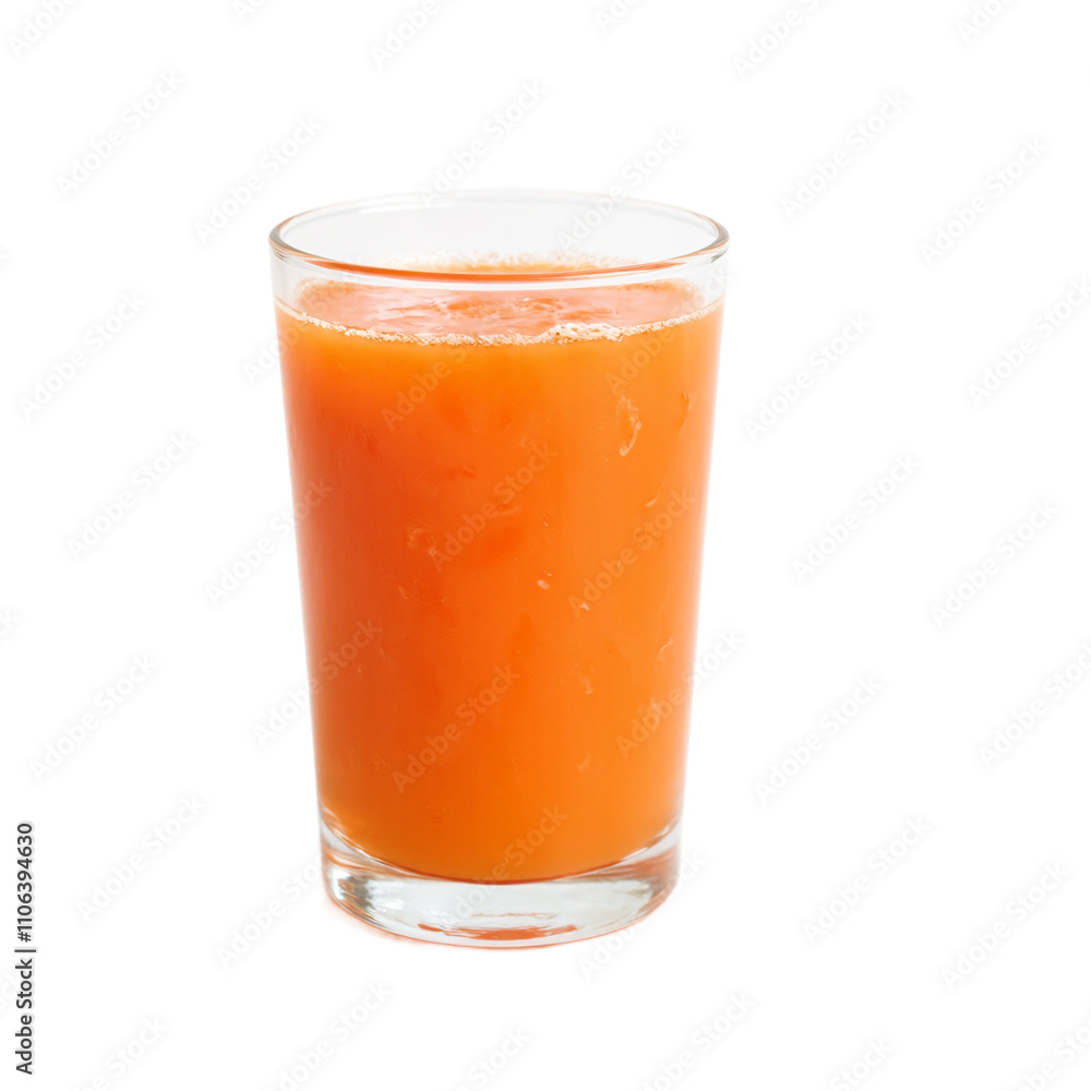 Vibrant glass of freshly squeezed carrot juice Vibrant glass of freshly squeezed carrot juice
