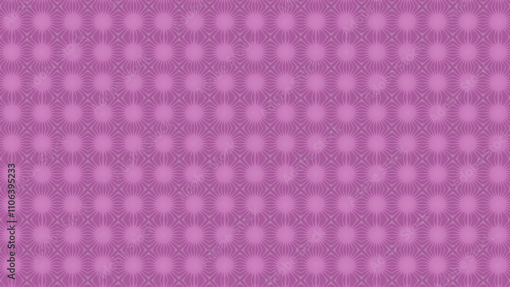 Retro pattern of star and sun shapes in pink color. Vintage graphic ornament of groovy fireworks. Abstract background of allover elements mosaic for decor wallpaper cover. 60s 70s design illustration