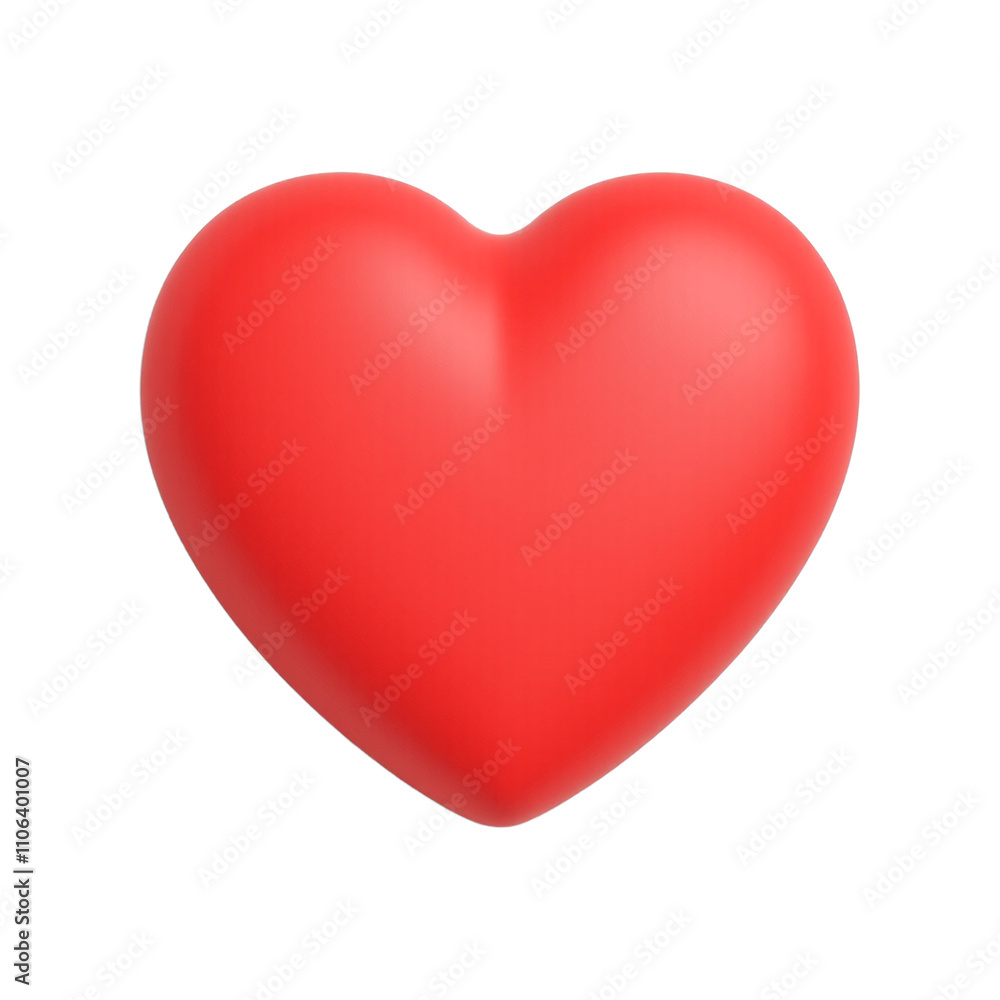 Vibrant red heart with smooth curves on white Vibrant red heart with smooth curves on white