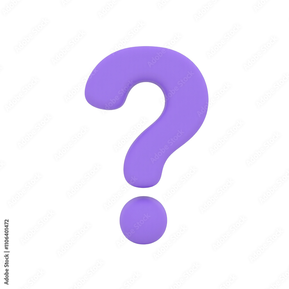 Vibrant matte purple question mark with rounded top and dot below Vibrant matte purple question mark with rounded top and dot below