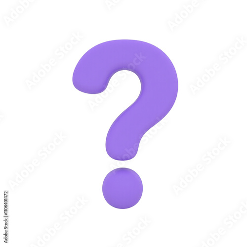 Vibrant matte purple question mark with rounded top and dot below