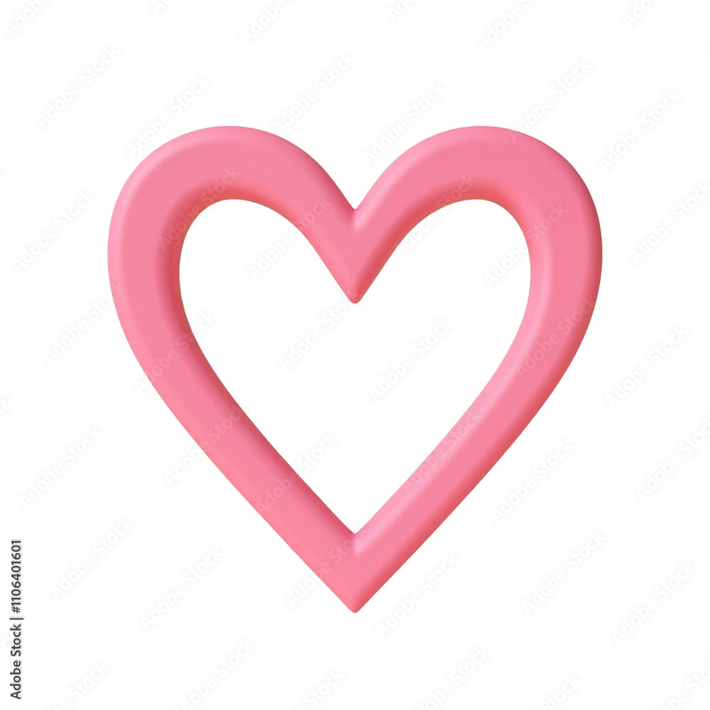 Solid pink heart outline uniform thickness smooth matte finish Solid pink heart outline uniform thickness smooth matte finish