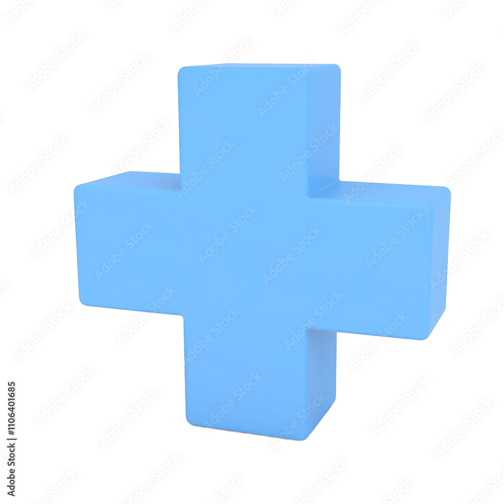 Crisp blue cross symbol with sharp edges on white Crisp blue cross symbol with sharp edges on white