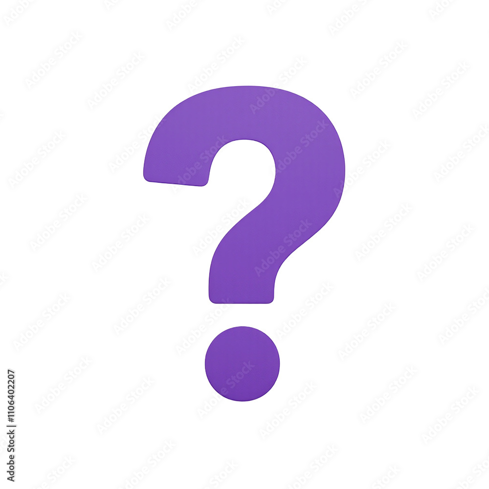 Bold purple question mark with clean matte texture and centered dot Bold purple question mark with clean matte texture and centered dot