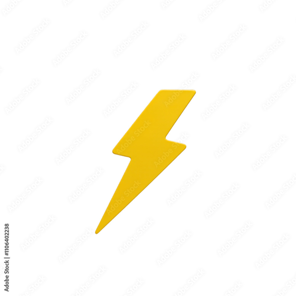 Vibrant yellow lightning bolt with angular edges on a matte surface Vibrant yellow lightning bolt with angular edges on a matte surface