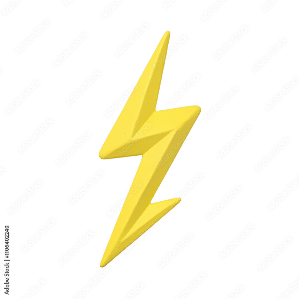 Vibrant yellow lightning bolt with angular edges on a matte surface Vibrant yellow lightning bolt with angular edges on a matte surface