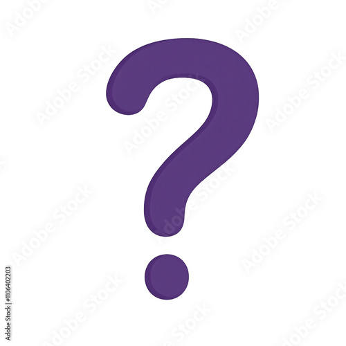 Bold purple question mark with clean matte texture and centered dot