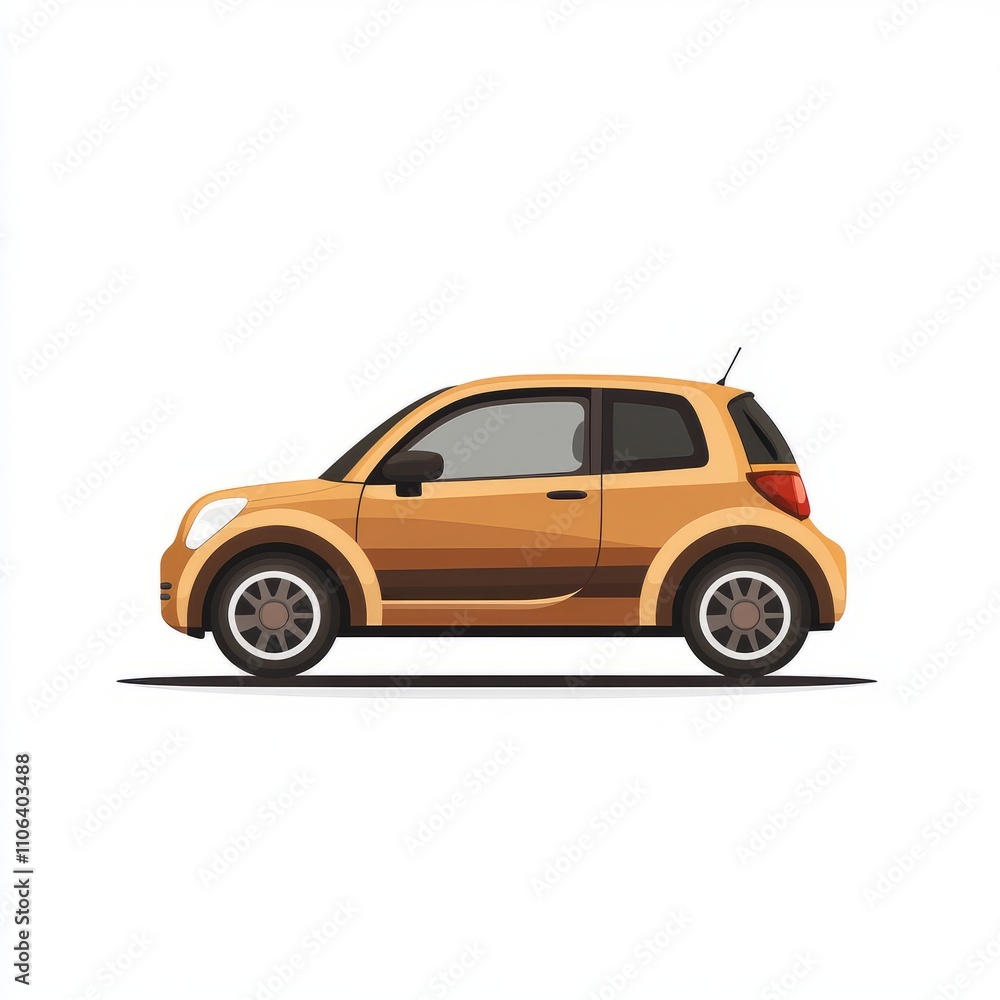 Golden Compact Car Illustration Golden Compact Car Illustration