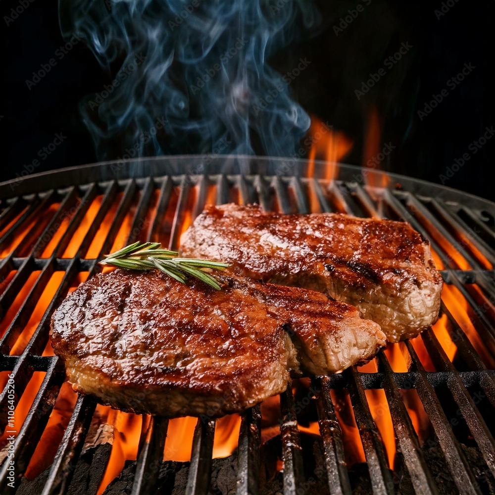 grilled meat on the bbq grill