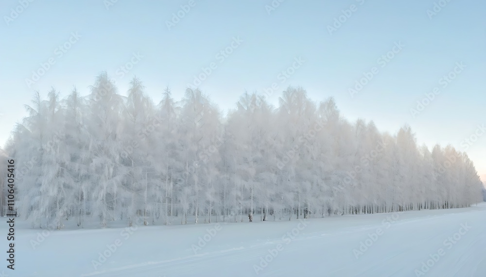 Tranquil Winter Scene of Trees by a Field Tranquil Winter Scene of Trees by a Field