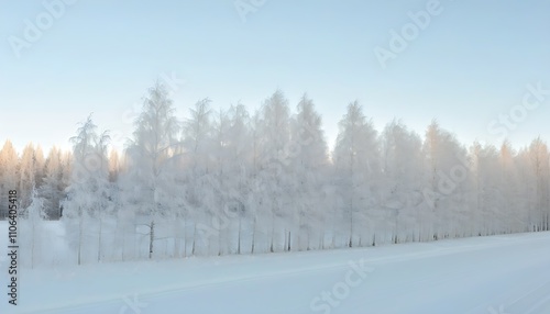 Tranquil Winter Scene of Trees by a Field