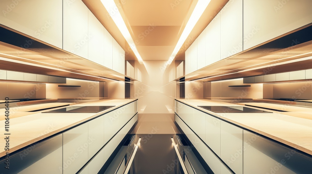 Obraz premium Modern minimalist kitchen interior design. (1)