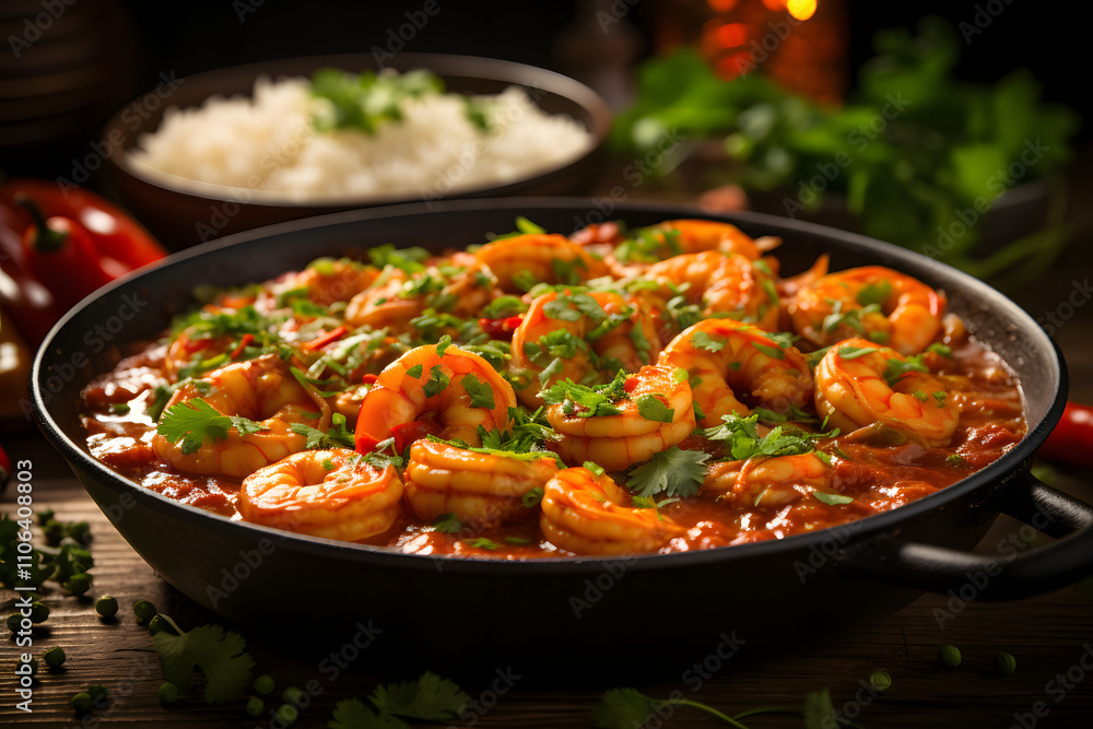 Spicy Shrimp Creole with Fresh Herbs and Steamed Rice Spicy Shrimp Creole with Fresh Herbs and Steamed Rice