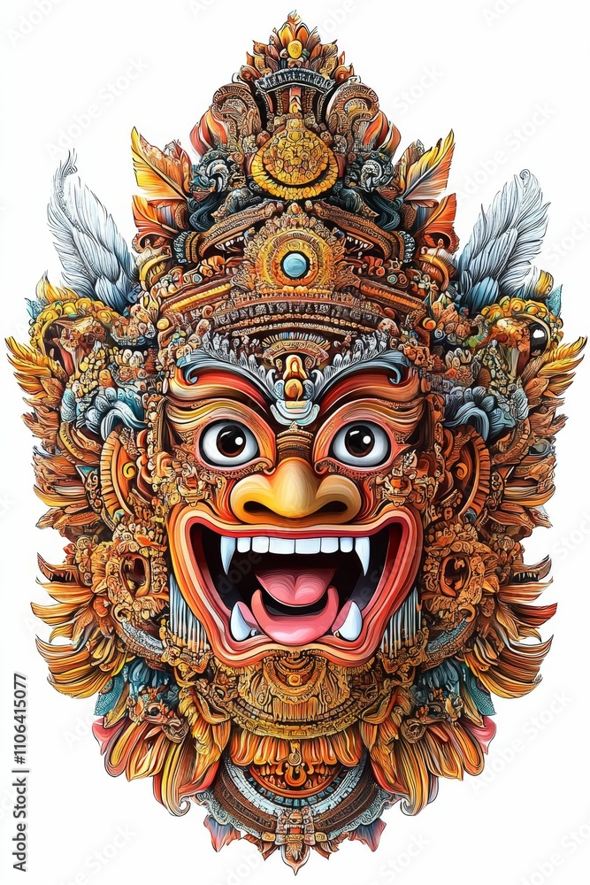 Fototapeta premium Ornate, colorful mask; detailed, fantastical face.