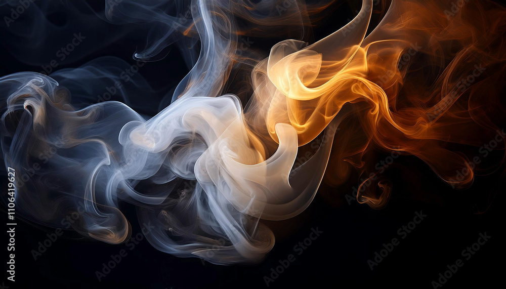 Moody Smoke Swirl and Intense Glow on Dark Canvas Moody Smoke Swirl and Intense Glow on Dark Canvas