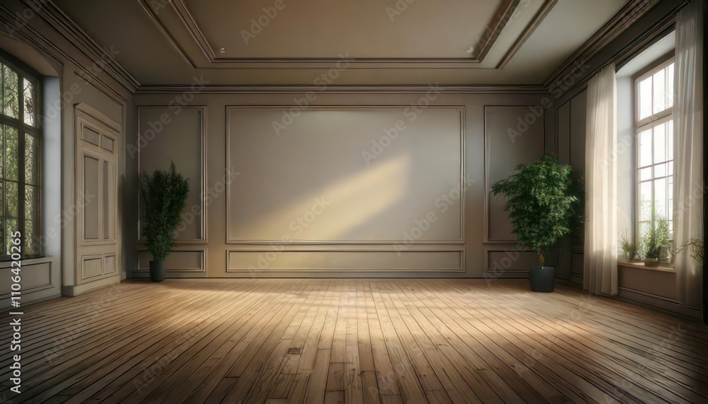 Minimalist Empty Room Interior 3D Rendering