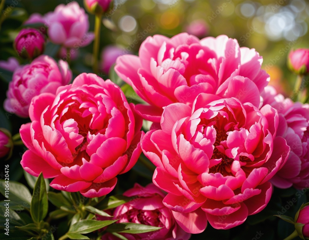 Vibrant Pink Peonies in Bloom Vibrant Pink Peonies in Bloom