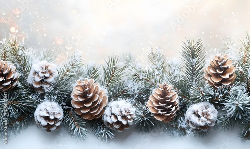 Wallpaper Mural A garland of pine branches adorned with sparkling snowflakes and frosted pinecones Torontodigital.ca