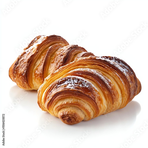 Freshly baked croissants with a golden-brown crust and delicate layers, perfect for breakfast or a treat. Enjoy the buttery flavor and flaky texture in every bite.