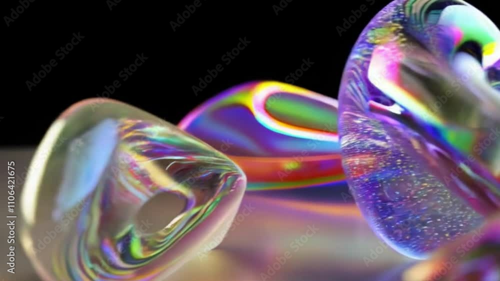A seamless 4K looped animation featuring rotating glass shapes in an abstract pattern. The shapes smoothly twist and shift, reflecting light. A seamless 4K looped animation featuring rotating glass shapes in an abstract pattern. The shapes smoothly twist and shift, reflecting light.