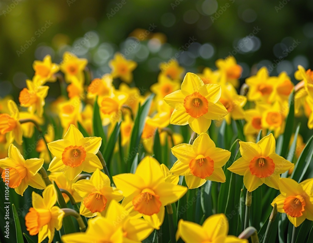 Blooming Daffodil Field Blooming Daffodil Field