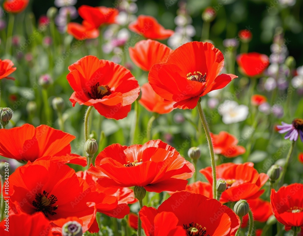 Obraz premium Vibrant Field of Red Poppies