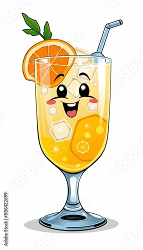 cartoonish glass mug filled with Harvey Wallbanger photo