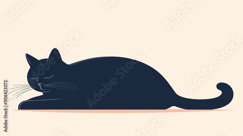 Flat Vector Illustration of Cat within Frame photo