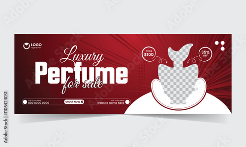 Elegant perfume or fragrance social media Facebook cover template. Template can be used for promotion of cosmetic sale