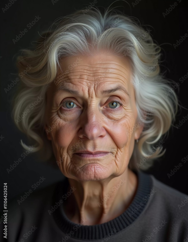 A senior woman from Russia gazes directly at viewer, highlighting her wise, expressive features. Soft lighting creates a warm atmosphere, emphasizing her character and life experience. Generative AI A senior woman from Russia gazes directly at viewer, highlighting her wise, expressive features. Soft lighting creates a warm atmosphere, emphasizing her character and life experience. Generative AI