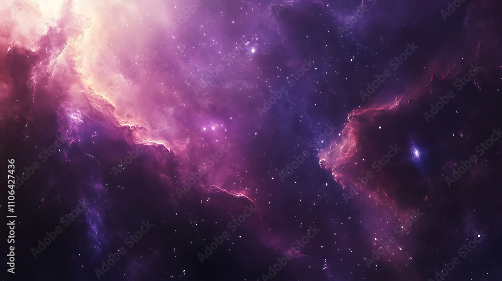 Fototapeta premium Vibrant space nebula illustration With galaxies and stars creating a mesmerizing cosmic display