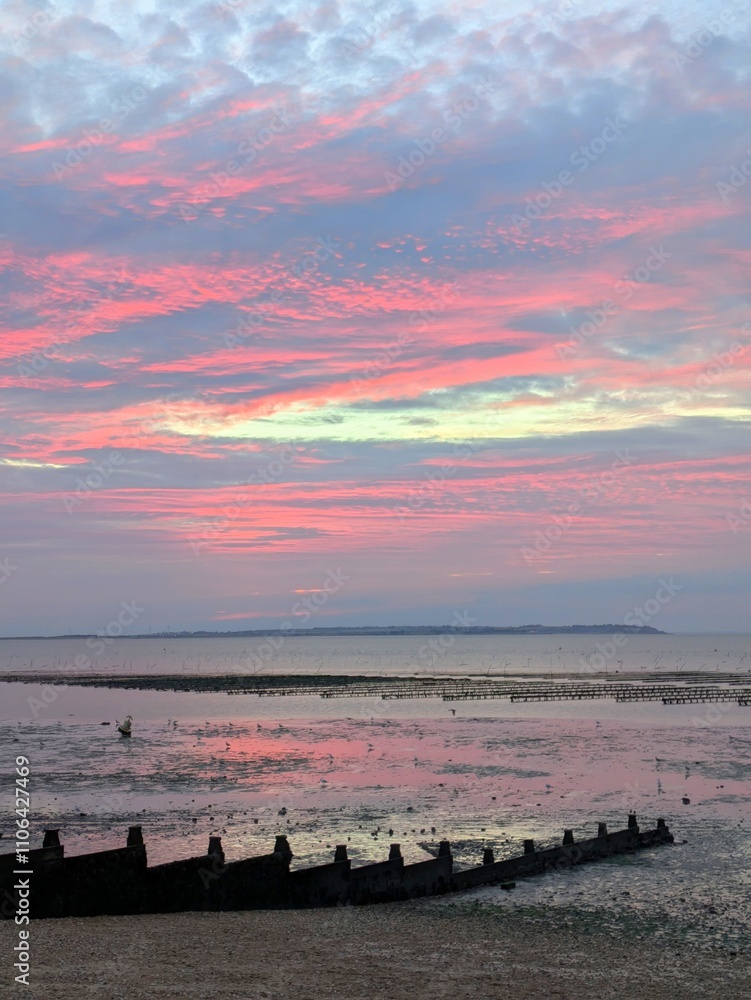 red sunset over the beach and sea red sunset over the beach and sea