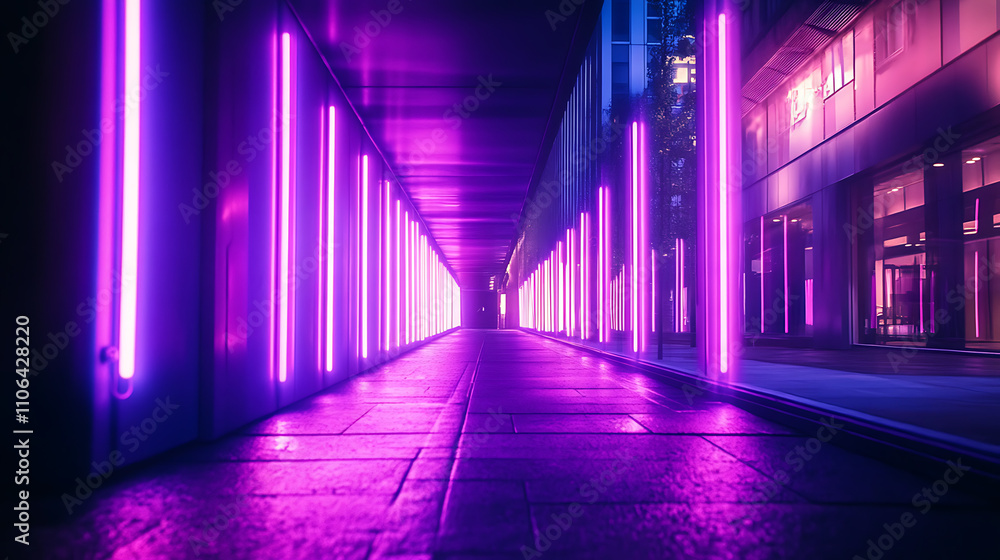 A purple neon light that is lit up a dark night sky A purple neon light that is lit up a dark night sky