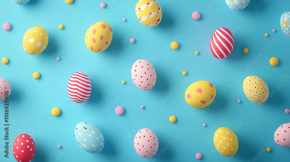 Easter easter candy eggs on blue background top view Easter easter candy eggs on blue background top view