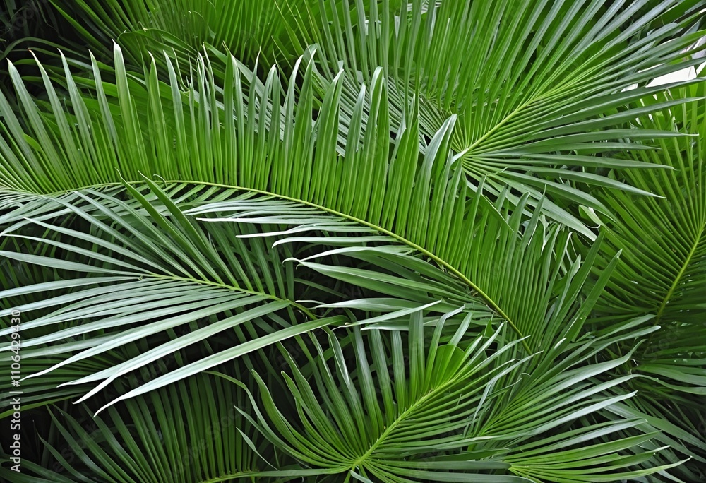 Tropical Palm Leaves in a Serene Botanical Setting Tropical Palm Leaves in a Serene Botanical Setting