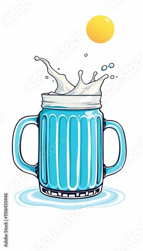 Obraz na płótnie cartoonish glass mug filled with Swimming Pool w salonie